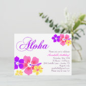 Bloem Aloha Verjaardagsuitnodiging Kaart (Staand voorkant)