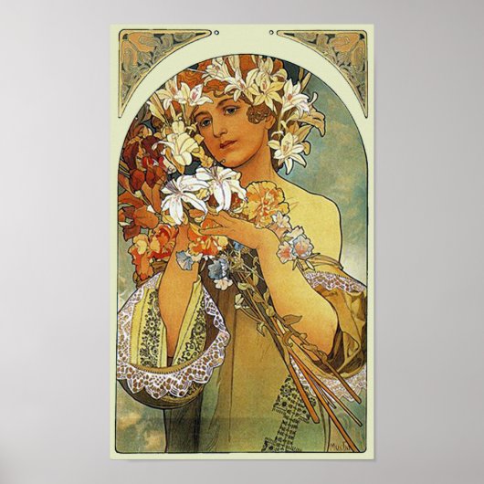 Bloem Alphonse Mucha Fine Art Poster (Voorkant)