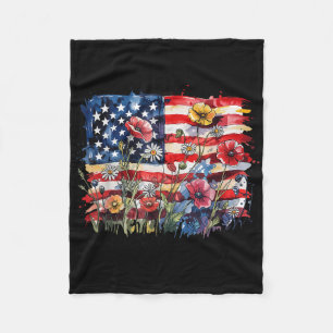 Bloem Amerikaanse Vlag Land Van De Vrijen 4de Juli Fleece Deken