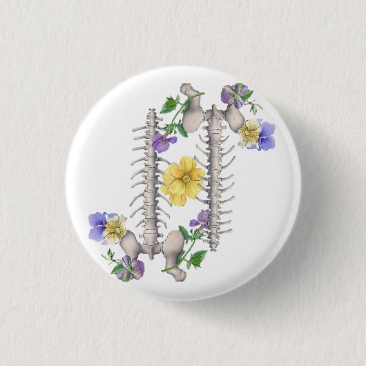 Bloem Anatomie - Wervels, Heupbot Ronde Button 3,2 Cm (Voorkant)