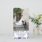 Bloem Anemoon Paarse Trouwfoto Bedankkaart (Staand voorkant)