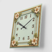 Bloem Art Deco Mint Vierkante Klok (Hoek)