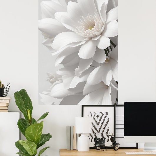 Bloem Art White Bloem Art Bloem van het Leven Art  Poster (Thuiskantoor)