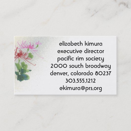  Bloem Aziatische Stijl Visitekaartjes (Voorkant)