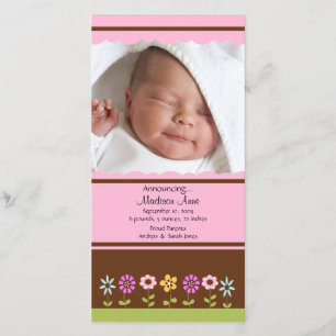 Bloem Baby Meisje FOTO Geboorteaankondiging Aankondiging