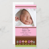 Bloem Baby Meisje FOTO Geboorteaankondiging Aankondiging (Voorkant / Achterkant)