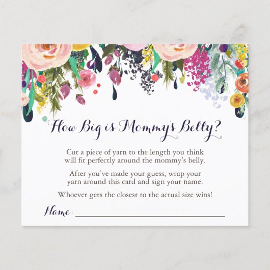 Bloem Baby shower Hoe groot is mama's Belly Game (Voorkant)