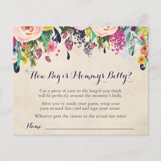 Bloem Baby shower Hoe groot is mama's Belly Game (Voorkant)