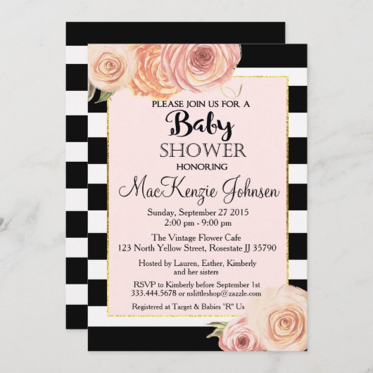 Bloem Baby shower uitnodiging (Voorkant / Achterkant)