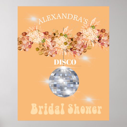 Bloem Bal Orange Disco Bal Bruidsfeest Poster (Voorkant)