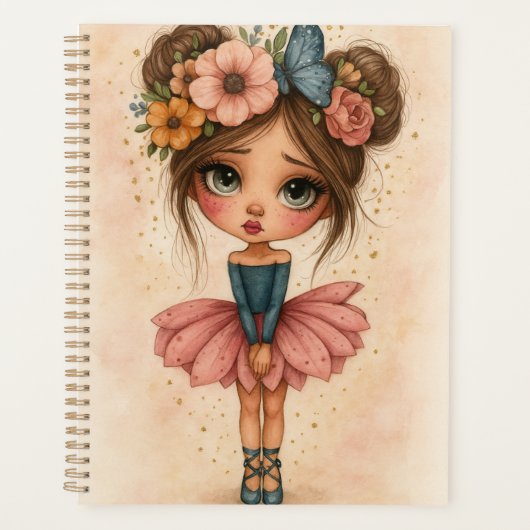 Bloem Ballerina Meisje Planner (Voorkant)