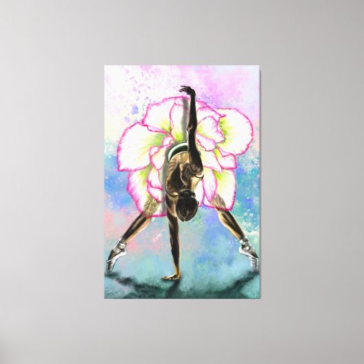 Bloem Ballerina Vrouw Ballet Danser Canvas Print (Voorkant)