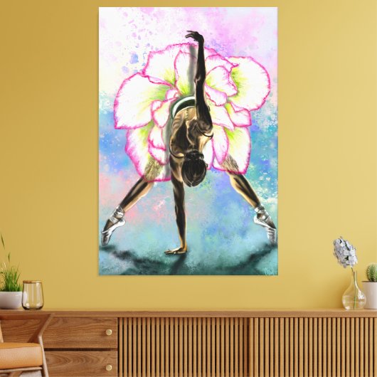 Bloem Ballerina Vrouw Ballet Danser Canvas Print (Insitu (Woonkamer))