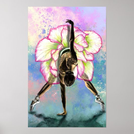 Bloem Ballerina Vrouw Ballet Danser Poster (Voorkant)