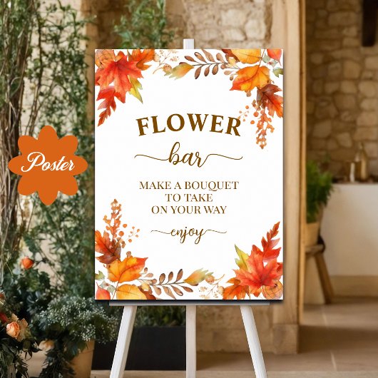Bloem Bar Herfst Boho Bloemstuk Bruiloft Feest Poster