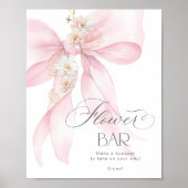Bloem Bar Roze Strik Bloemige Bloei Bar Poster (Voorkant)