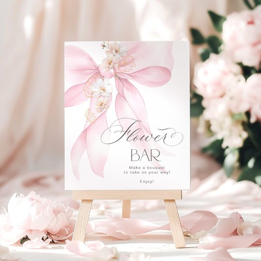 Bloem Bar Roze Strik Bloemige Bloei Bar Poster