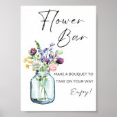 Bloem Bar Teken, Wildflower Boeket Bar Print (Voorkant)