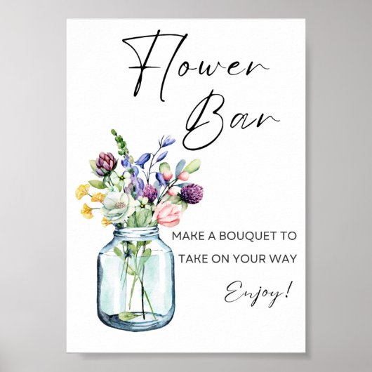 Bloem Bar Teken, Wildflower Boeket Bar Print (Voorkant)