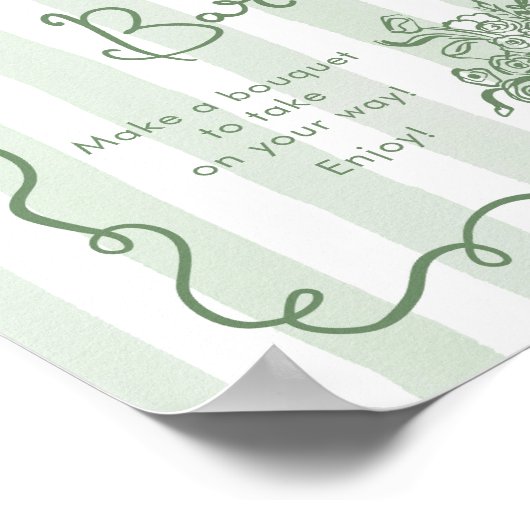 Bloem Bar Whimsical Sage groen Hand getrokken Brui Poster (Hoek)