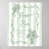 Bloem Bar Whimsical Sage groen Hand getrokken Brui Poster (Voorkant)