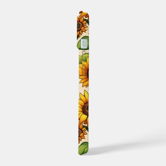 Bloem barst zonnebloem array iPhone 15 case (Linkerkant)