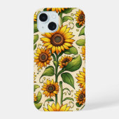 Bloem barst zonnebloem array iPhone 15 case (Achterkant)
