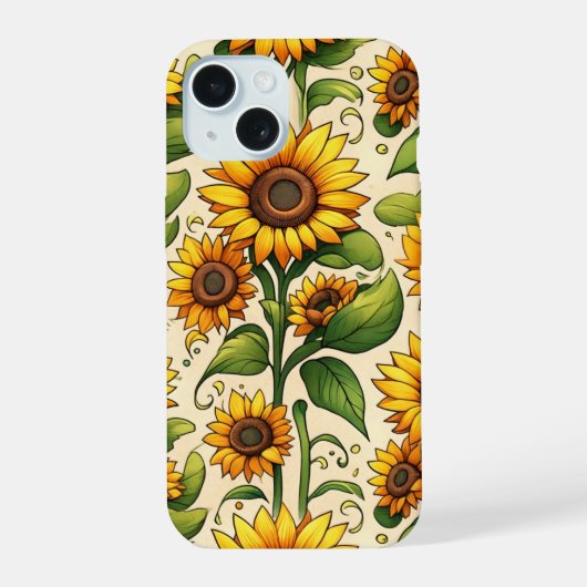 Bloem barst zonnebloem array iPhone 15 case (Achterkant)