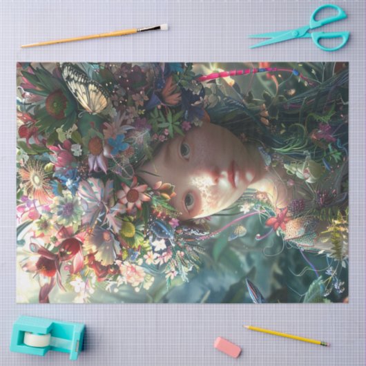 Bloem bedekte fee meisje decoupage tissuepapier (Craft)