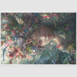 Bloem bedekte fee meisje decoupage tissuepapier