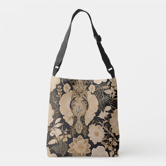 Bloem beige kant Ai-kunst Crossbody Tas (Achterkant)