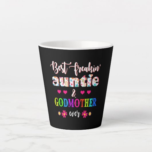 Bloem beste Freakin tante en Godmoeder ooit Latte Mok (Voorkant)