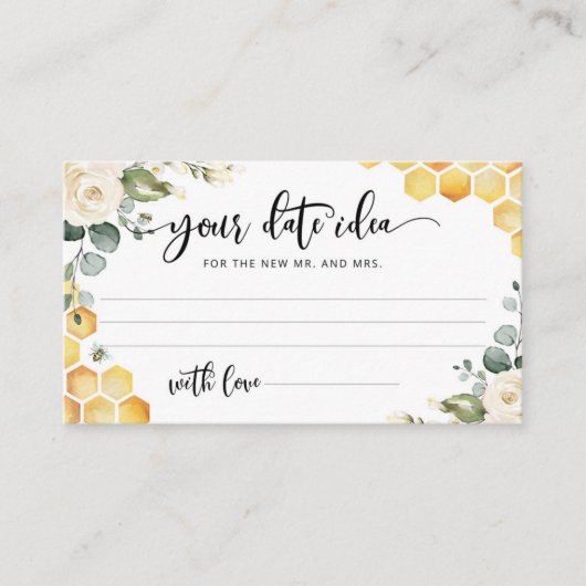 Bloem bij ideeën voor een dateavond. Date jar Informatiekaartje (Voorkant)