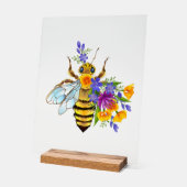 Bloem bij met wilde planten acryl bord (Hoek)