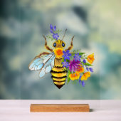 Bloem bij met wilde planten acryl bord (Neutraal)