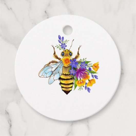 Bloem bij met wilde planten bedankjes labels (Voorkant)