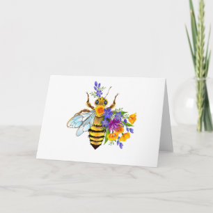 Bloem bij met wilde planten bedankkaart