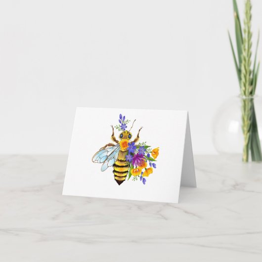 Bloem bij met wilde planten bedankkaart (Voorkant)