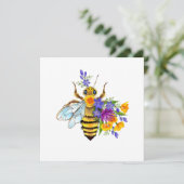 Bloem bij met wilde planten bedankkaart (Staand voorkant)