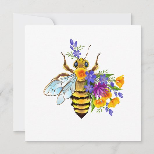 Bloem bij met wilde planten bedankkaart (Voorkant)