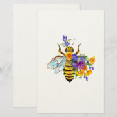 Bloem bij met wilde planten briefpapier (Voorkant / Achterkant)