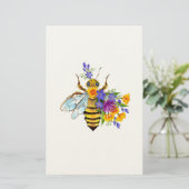 Bloem bij met wilde planten briefpapier (Staand voorkant)