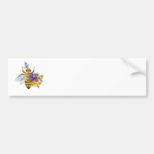 Bloem bij met wilde planten bumpersticker (Voorkant)