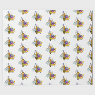 Bloem bij met wilde planten cadeaupapier