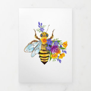Bloem bij met wilde planten drieluik kaart