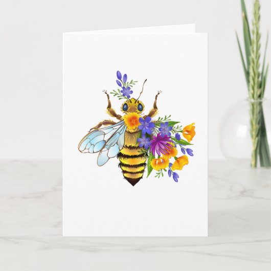 Bloem bij met wilde planten feestdagen kaart (Voorkant)