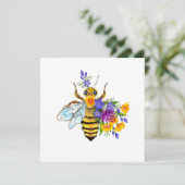 Bloem bij met wilde planten feestdagenkaart (Staand voorkant)