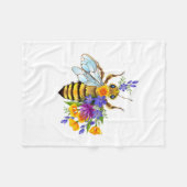 Bloem bij met wilde planten fleece deken (Voorkant (Horizontaal))