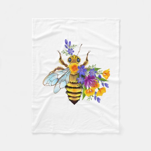 Bloem bij met wilde planten fleece deken (Voorkant)