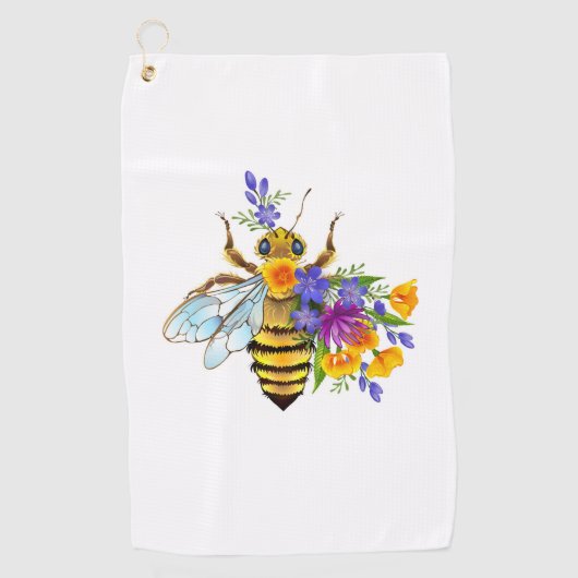 Bloem bij met wilde planten golfhanddoek (Voorkant)
